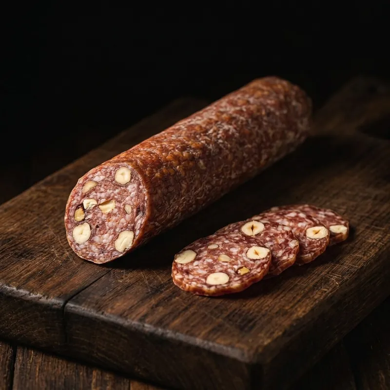 Сырокопчёная колбаса с фундуком
